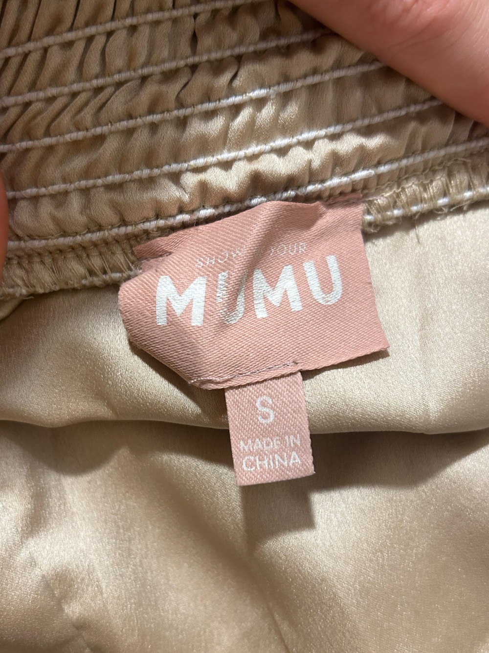 Show Me Your MuMu Satin Beige Slip dress with ties